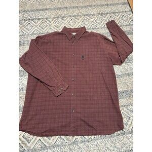 Columbia Dress Shirt Mens 3XT Sleeve Red Plaid Button Front